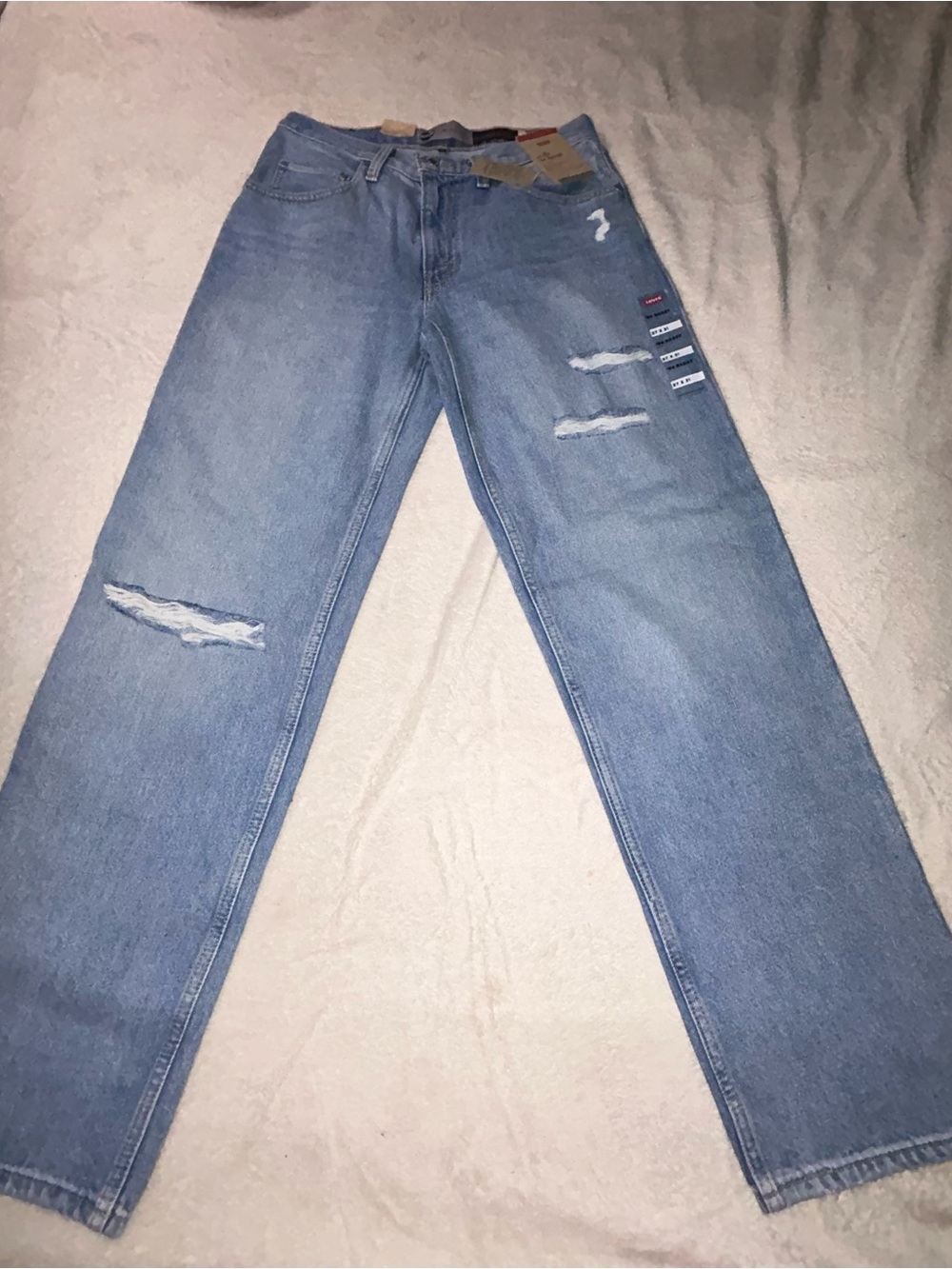 Levi's silver tap Light Blue Distressed Straight-Leg Jeans 27x31